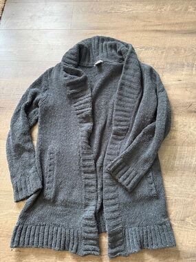 Eddie Bauer Charcoal Knit Open-Front Cardigan